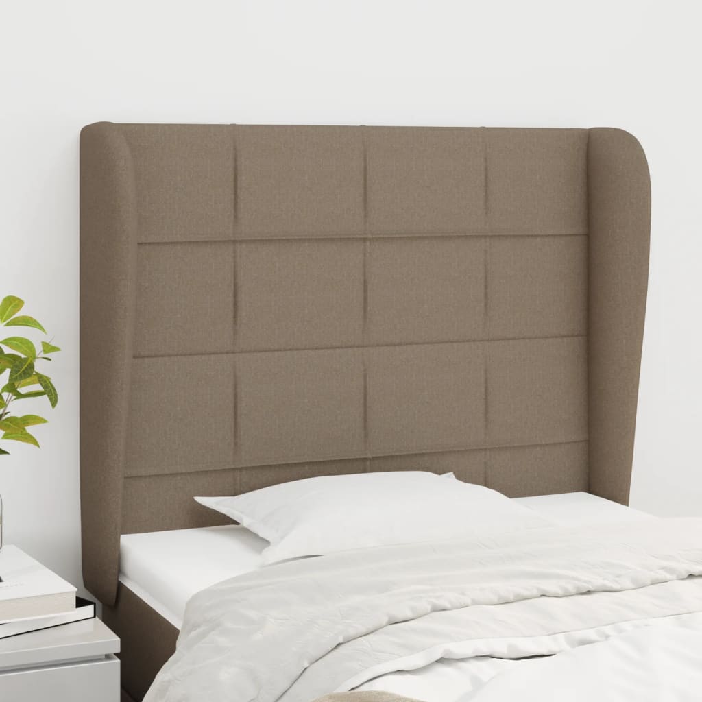 vidaXL Uzglavlje s ušima smeđesivo 93x23x118/128 cm od tkanine - cover