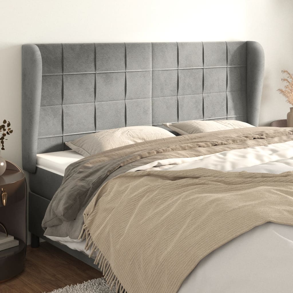 vidaXL Uzglavlje s ušima svjetlosivo 163x23x118/128 cm obaršunasti - cover