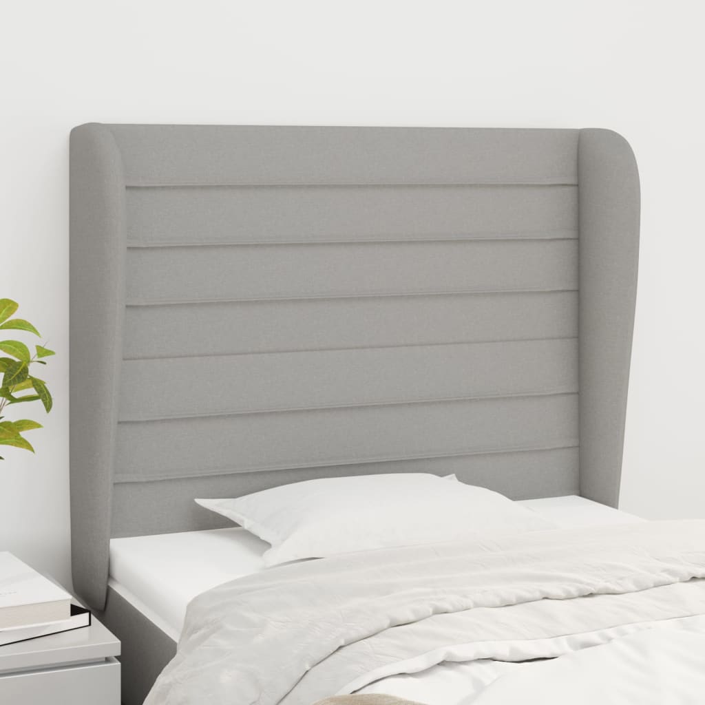 vidaXL Uzglavlje s ušima svjetlosivo 103x23x118/128 cm od tkanine - cover