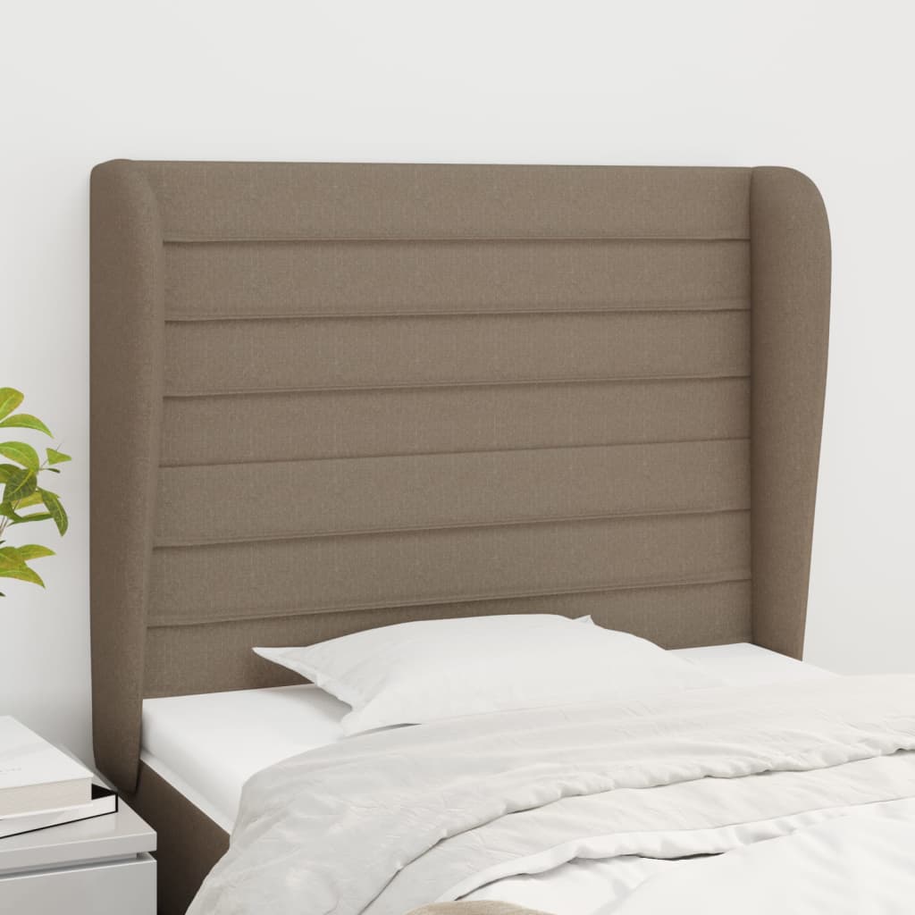 vidaXL Uzglavlje s ušima smeđesivo 103x23x118/128 cm od tkanine - cover