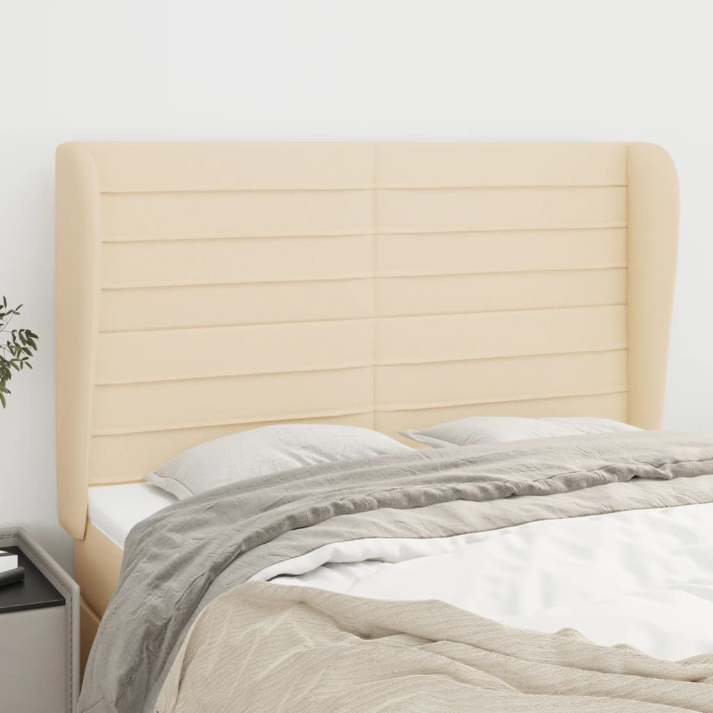 vidaXL Uzglavlje s ušima krem 147x23x118/128 cm od tkanine - cover