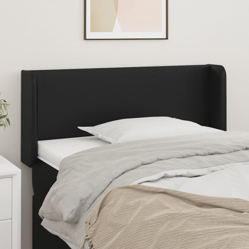 vidaXL Uzglavlje s ušima crno 83x16x78/88 cm od umjetne kože - cover