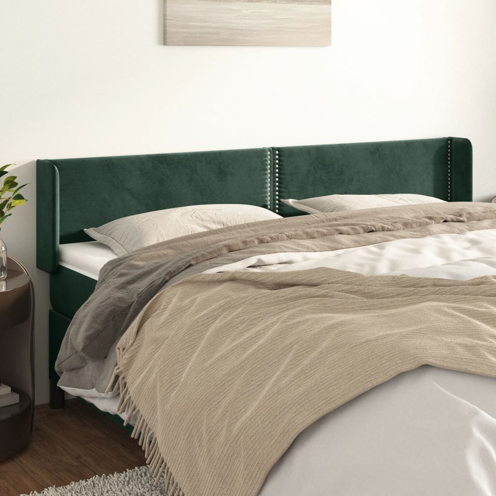 vidaXL Uzglavlje s ušima tamnozeleno 163x16x78/88 cm baršunasto - cover