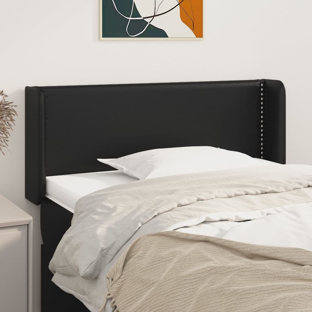 vidaXL Uzglavlje s ušima crno 83x16x78/88 cm od umjetne kože - cover