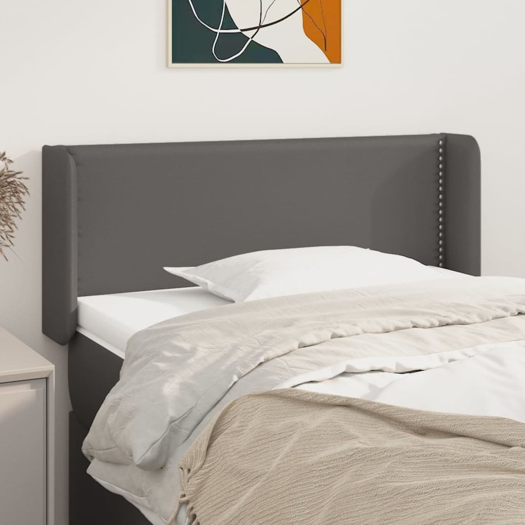vidaXL Uzglavlje s ušima sivo 103x16x78/88 cm od umjetne kože - cover
