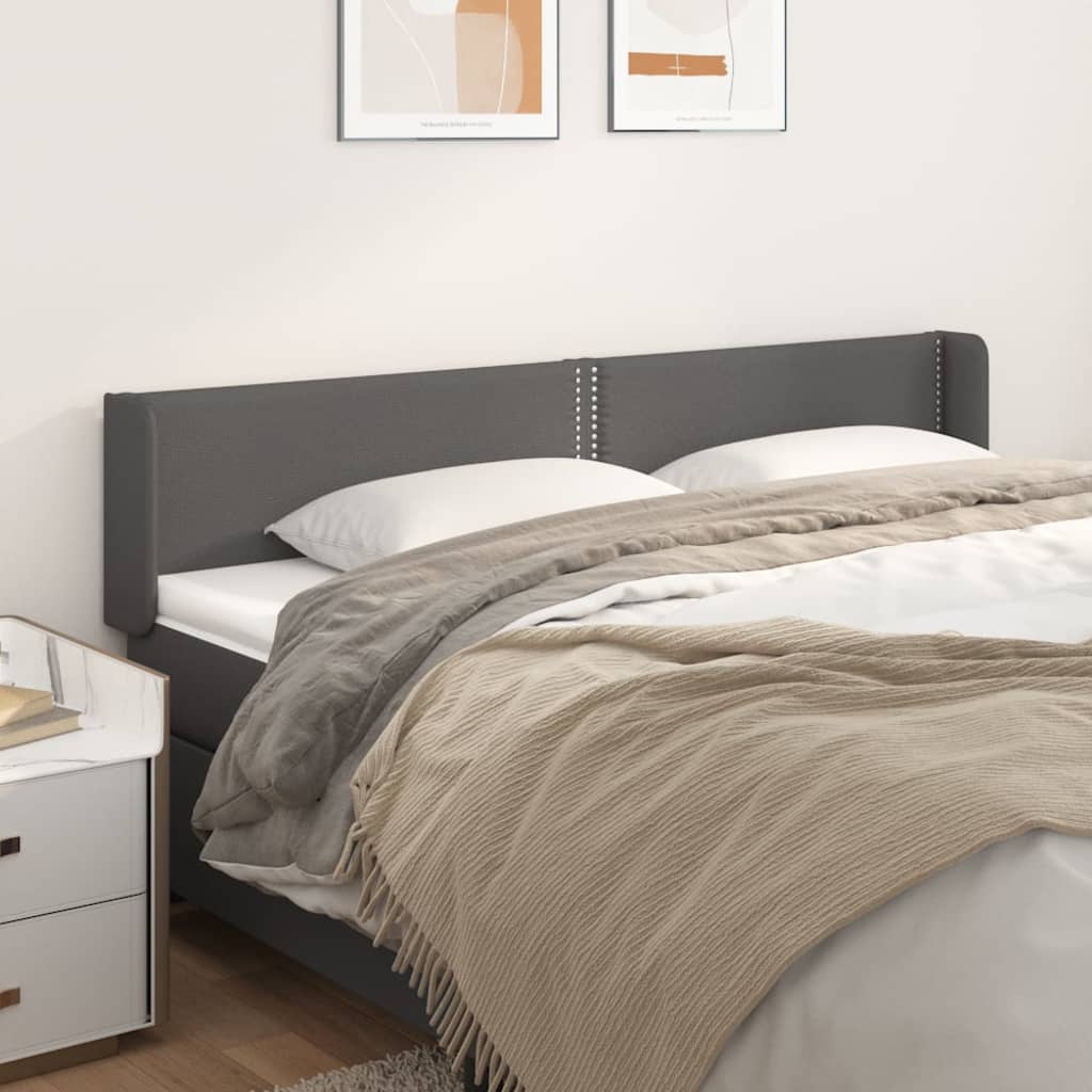 vidaXL Uzglavlje s ušima sivo 163x16x78/88 cm od umjetne kože - cover