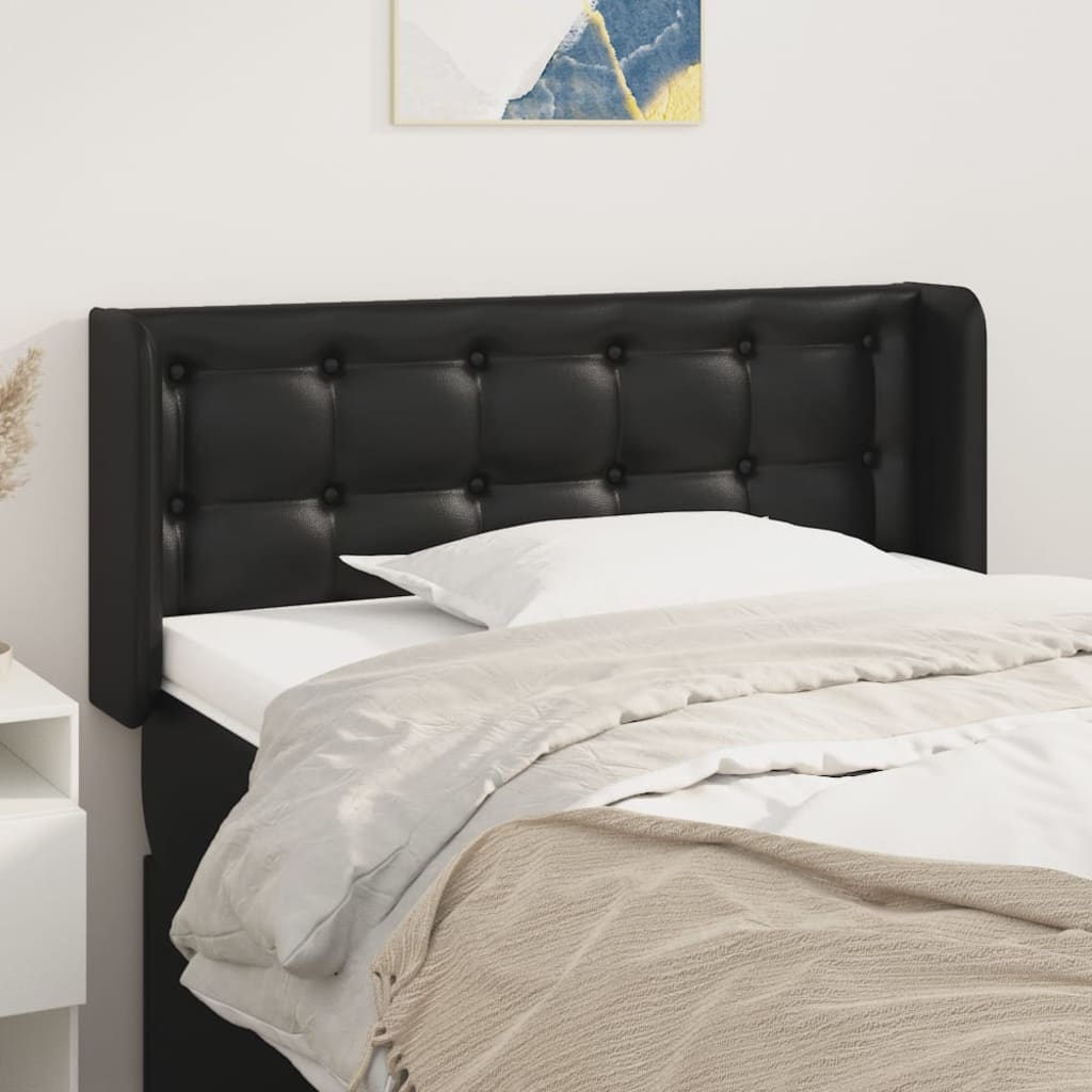 vidaXL Uzglavlje s ušima crno 103x16x78/88 cm od umjetne kože - cover