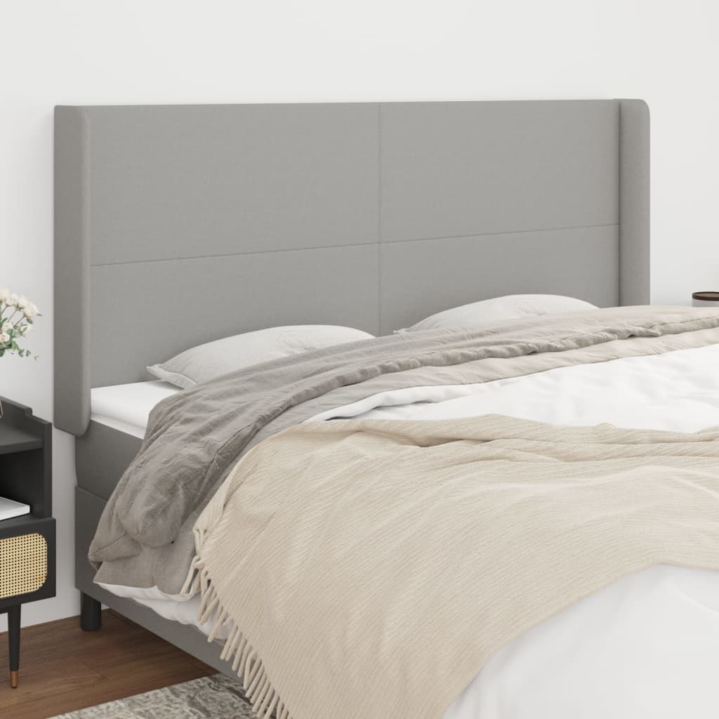 vidaXL Uzglavlje s ušima svjetlosivo 163x16x118/128 cm od tkanine - cover