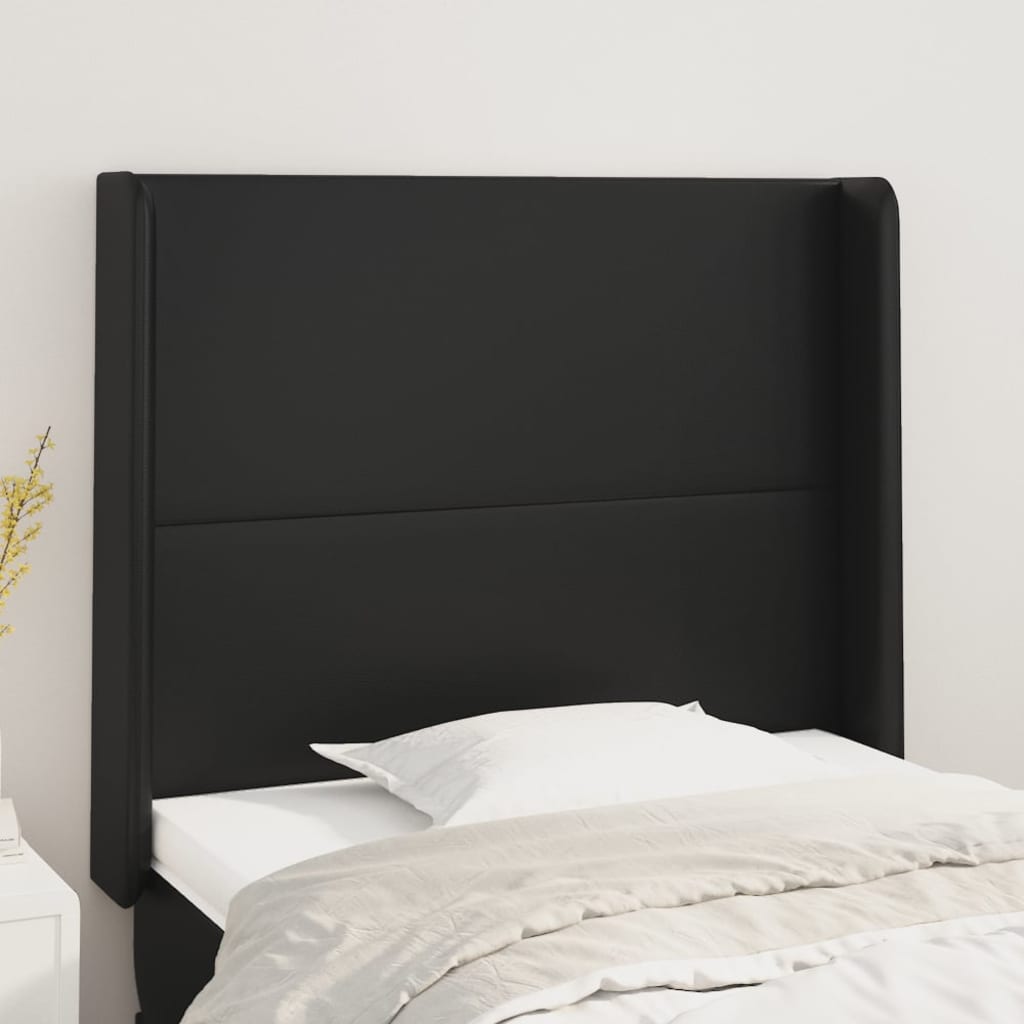vidaXL Uzglavlje s ušima crno 103x16x118/128 cm od umjetne kože - cover