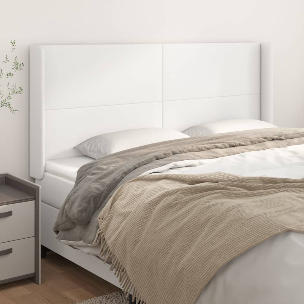 vidaXL Uzglavlje s ušima bijelo 203x16x118/128 cm od umjetne kože - cover