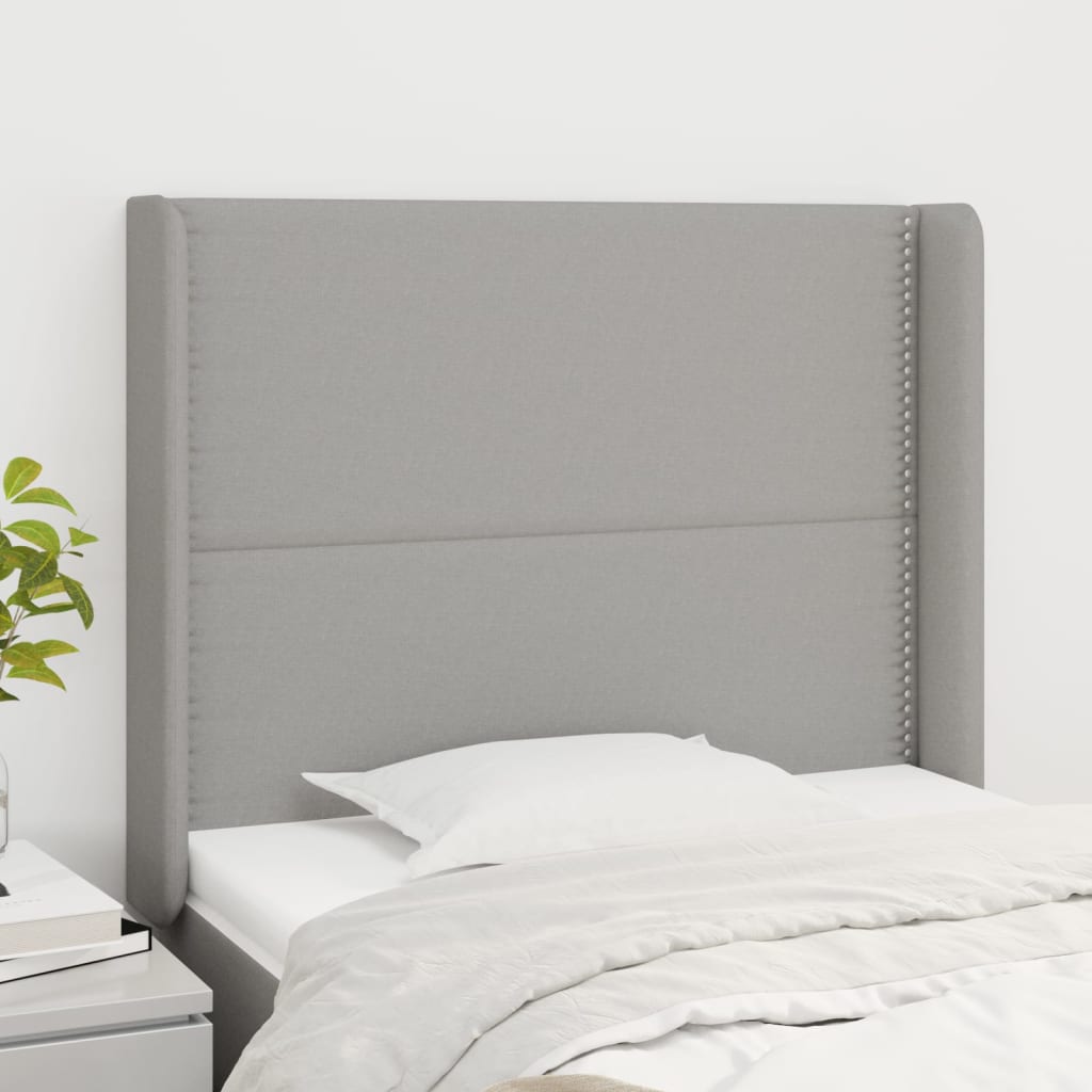 vidaXL Uzglavlje s ušima svjetlosivo 83x16x118/128 cm od tkanine - cover