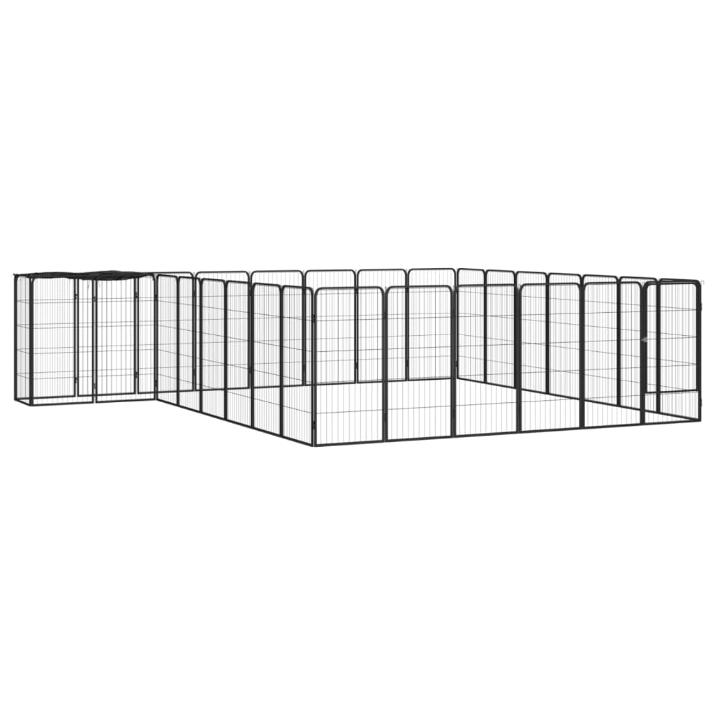 vidaXL Ograda za pse s 30 panela crna 50 x 100 cm čelik obložen prahom - cover