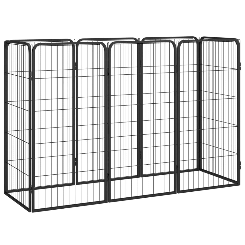 vidaXL Ograda za pse s 8 panela crna 50 x 100 cm čelik obložen prahom - cover