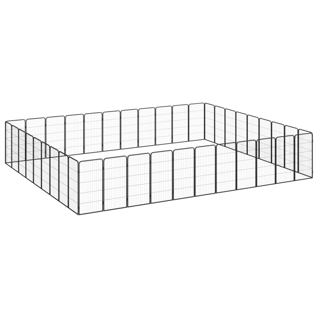 vidaXL Ograda za pse s 40 panela crna 50 x 100 cm čelik obložen prahom - cover