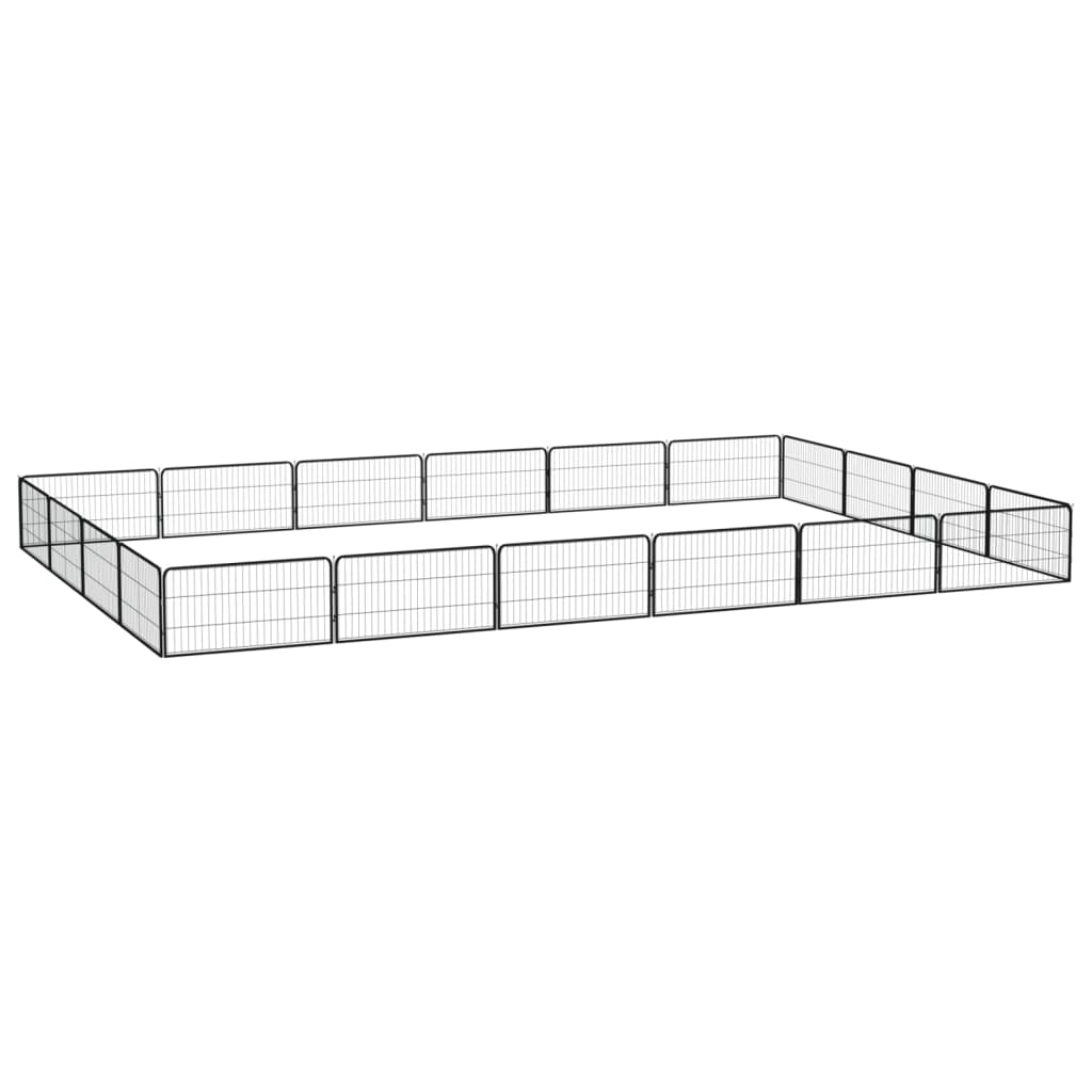 vidaXL Ograda za pse s 20 panela crna 100 x 50 cm čelik obložen prahom - cover