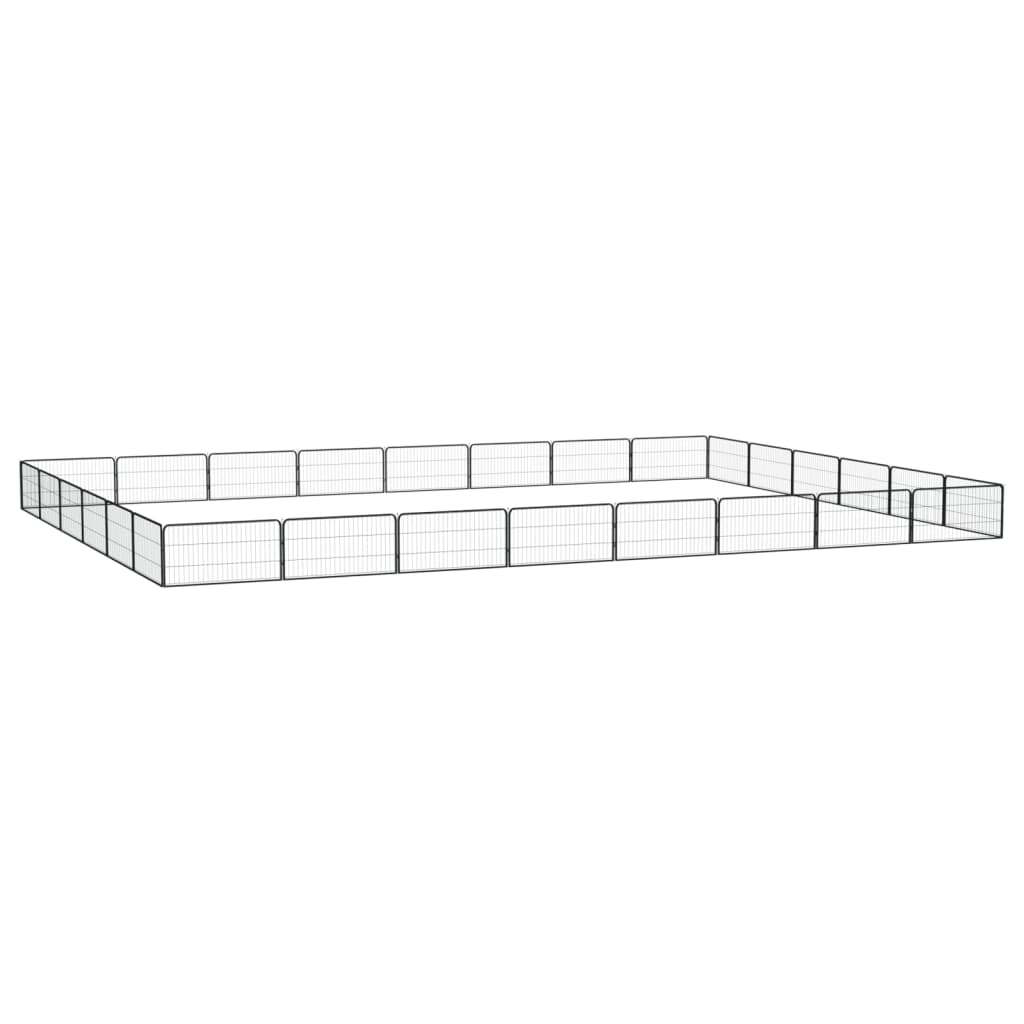 vidaXL Ograda za pse s 28 panela crna 100 x 50 cm čelik obložen prahom - cover