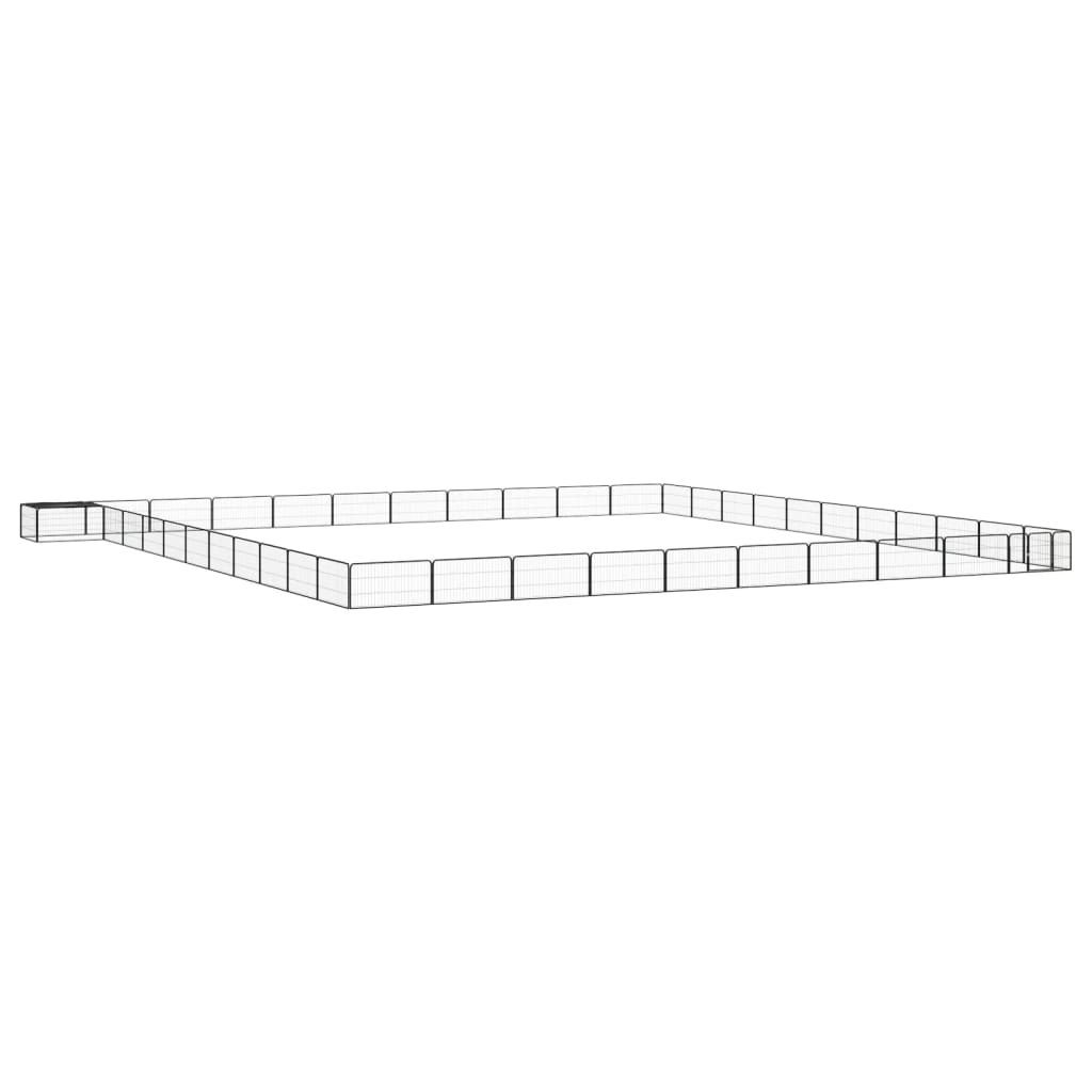 vidaXL Ograda za pse s 44 panela crna 100 x 50 cm čelik obložen prahom - cover