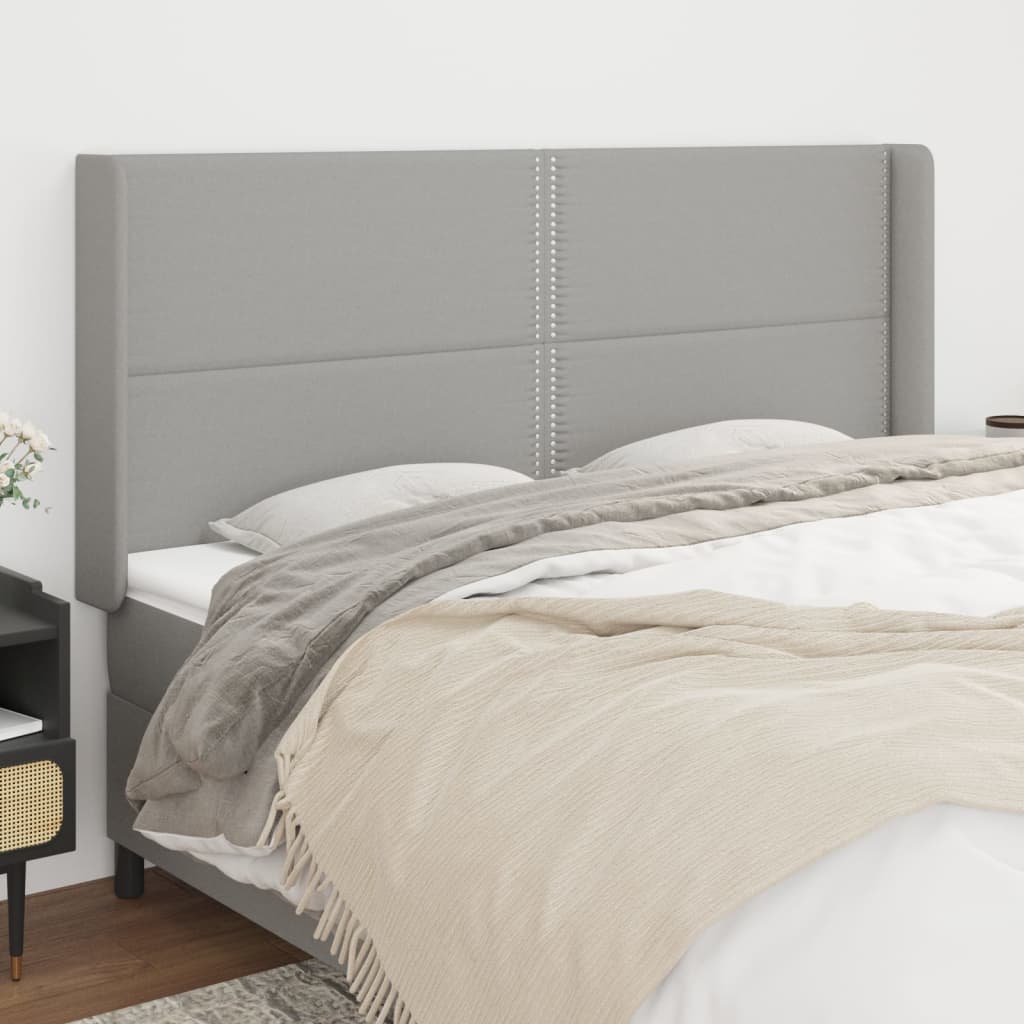 vidaXL Uzglavlje s ušima svjetlosivo 183x16x118/128 cm od tkanine - cover
