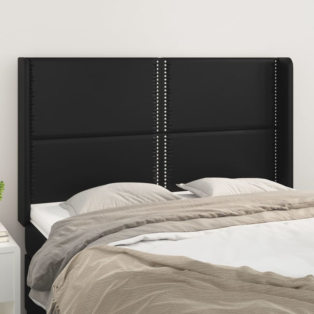 vidaXL Uzglavlje s ušima crno 147x16x118/128 cm od umjetne kože - cover