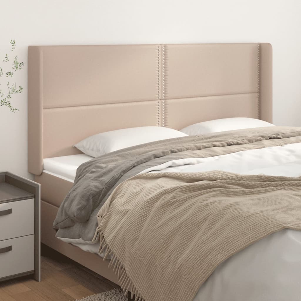 vidaXL Uzglavlje s ušima boja cappuccina 203x16x118/128cm umjetna koža - cover