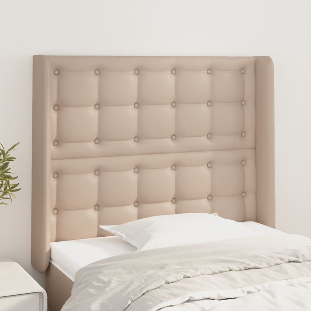 vidaXL Uzglavlje s ušima boja cappuccina 83x16x118/128 cm umjetna koža - cover