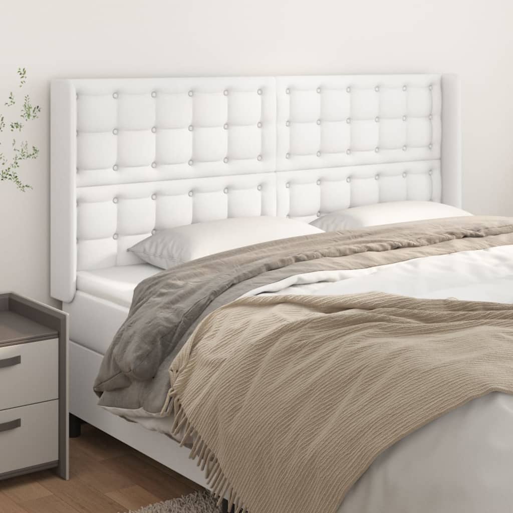 vidaXL Uzglavlje s ušima bijelo 183x16x118/128 cm od umjetne kože - cover