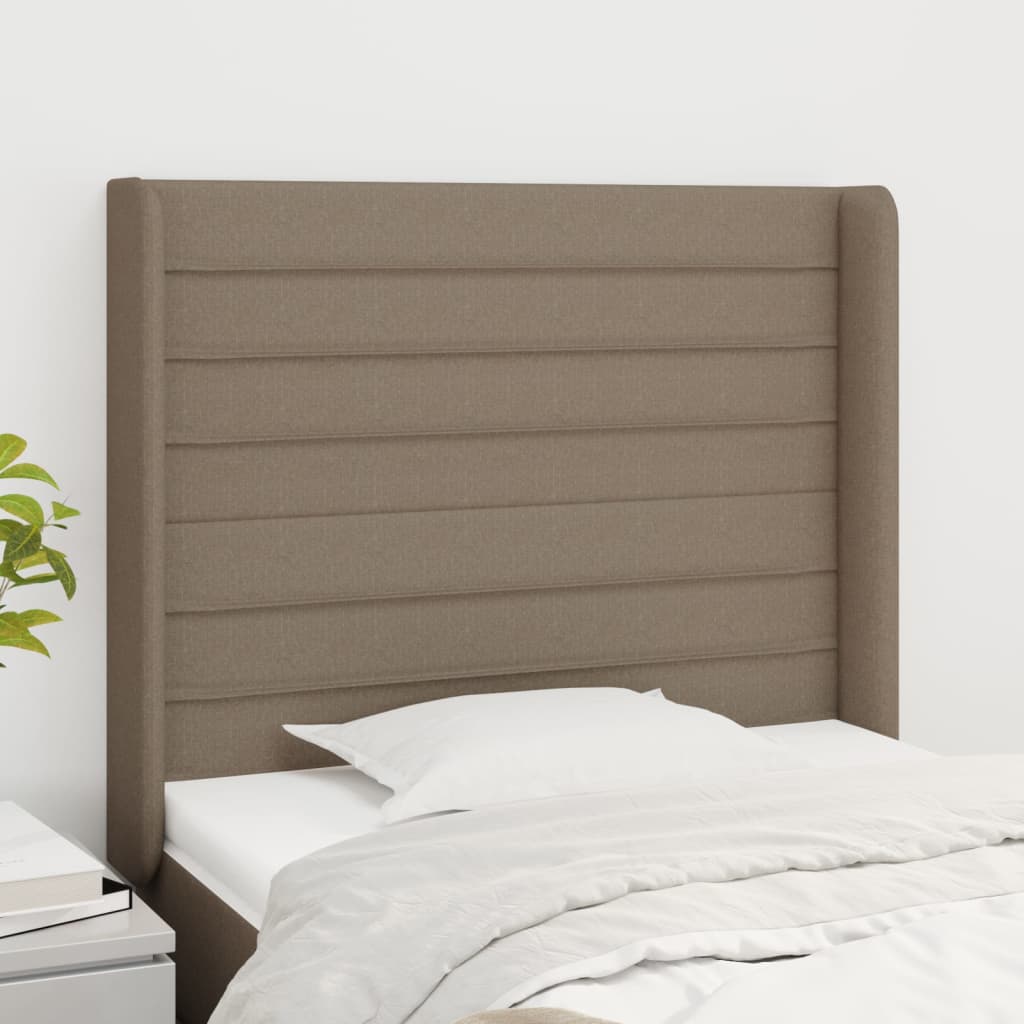 vidaXL Uzglavlje s ušima smeđesivi 93x16x118/128 cm od tkanine - cover