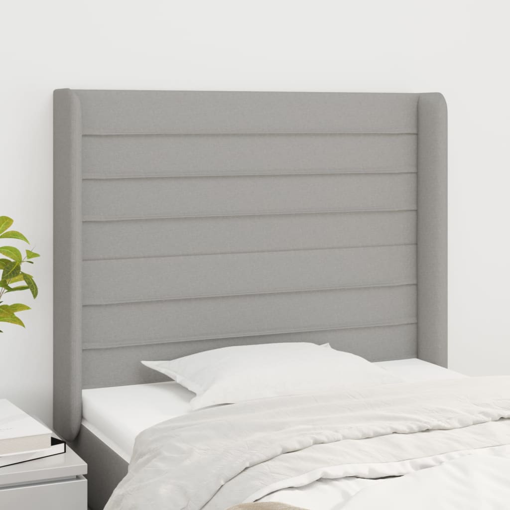 vidaXL Uzglavlje s ušima svjetlosivo 103x16x118/128 cm od tkanine - cover