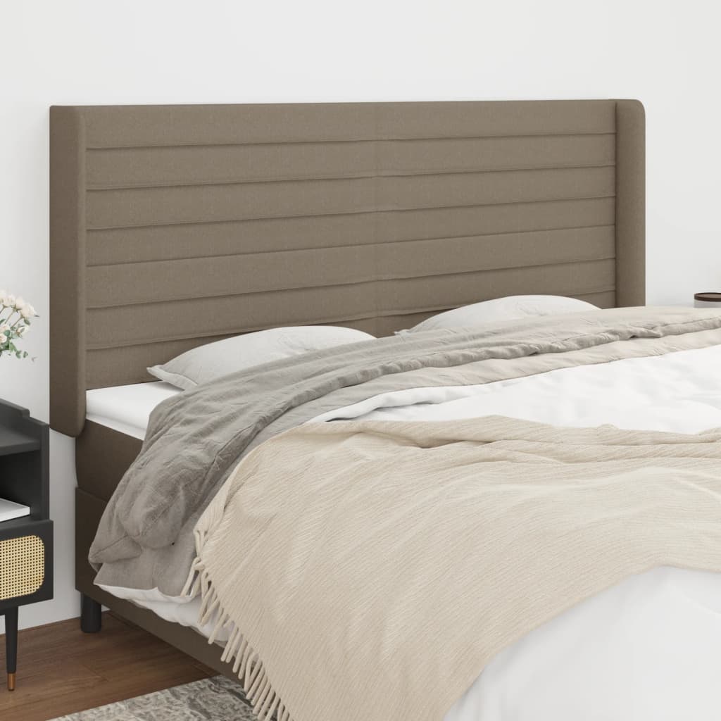 vidaXL Uzglavlje s ušima smeđesivo 203x16x118/128 cm od tkanine - cover