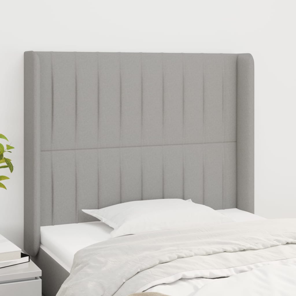 vidaXL Uzglavlje s ušima svjetlosivo 83x16x118/128 cm od tkanine - cover