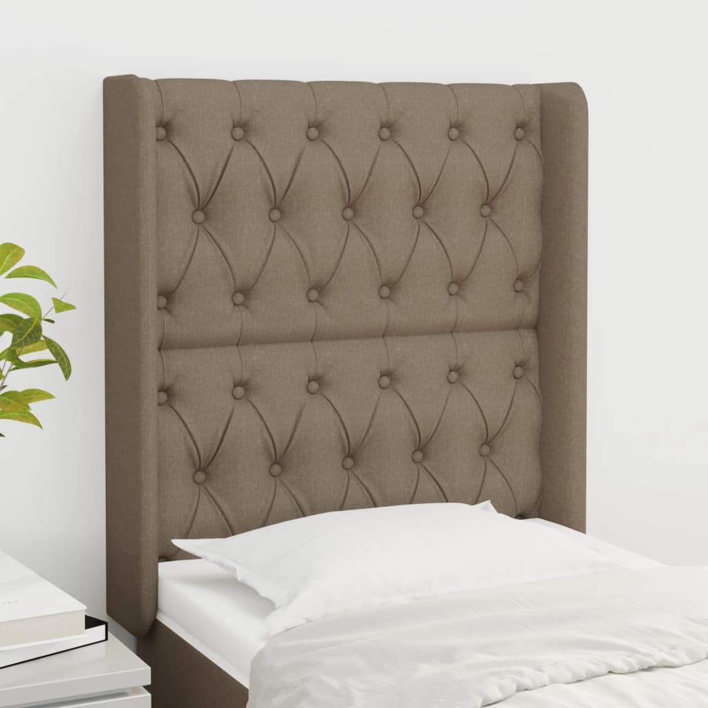 vidaXL Uzglavlje s ušima smeđesivo 83x16x118/128 cm od tkanine - cover