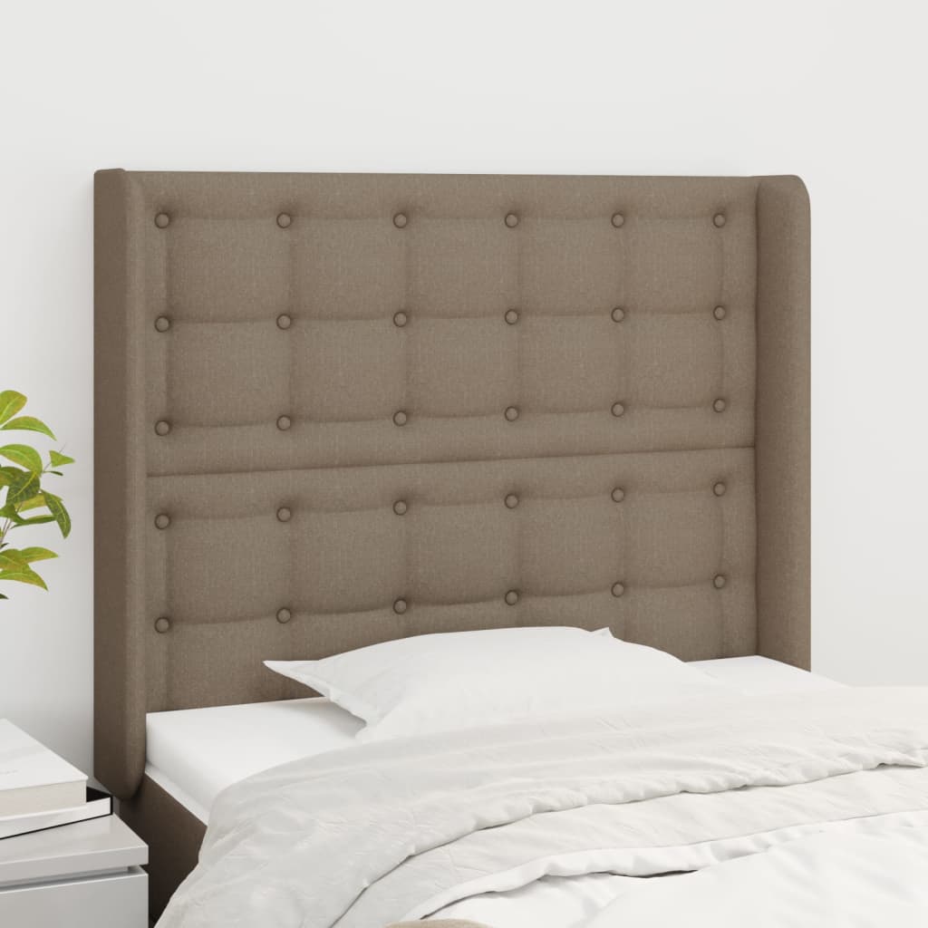 vidaXL Uzglavlje s ušima smeđesivi 103x16x118/128 cm od tkanine - cover