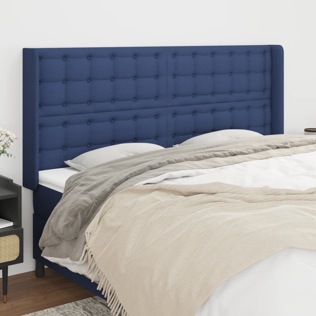 vidaXL Uzglavlje s ušima plavi 183x16x118/128 cm od tkanine - cover