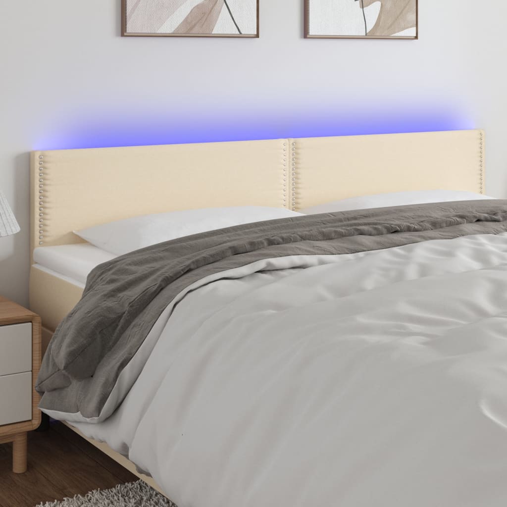 vidaXL LED uzglavlje krem 180x5x78/88 cm od tkanine - cover