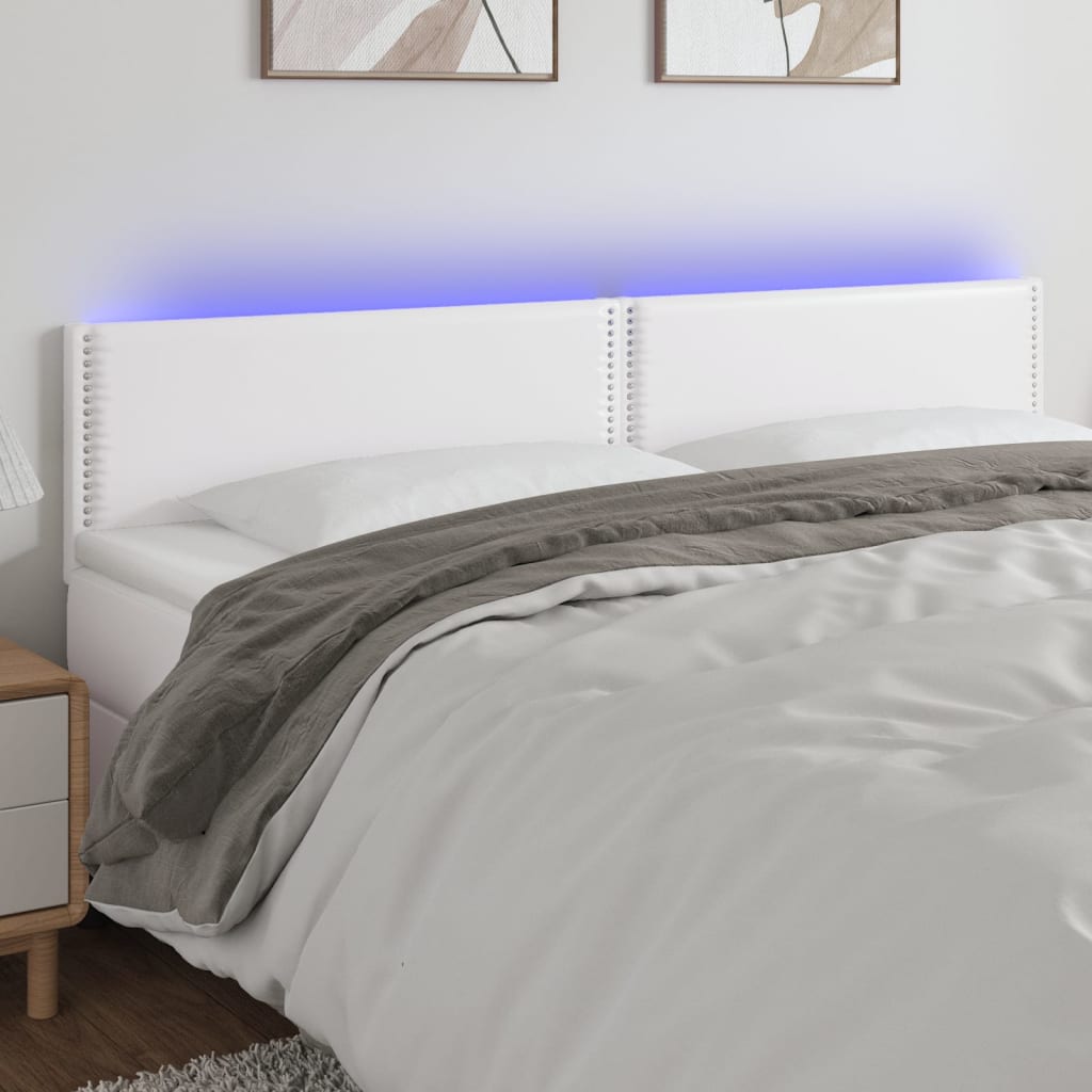 vidaXL LED uzglavlje bijelo 180 x 5 x 78/88 cm od umjetne kože - cover