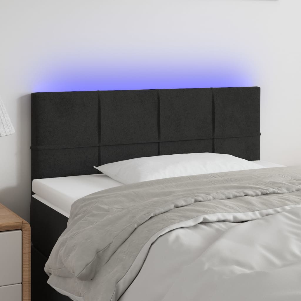 vidaXL LED uzglavlje crno 80 x 5 x 78/88 cm baršunasto - cover