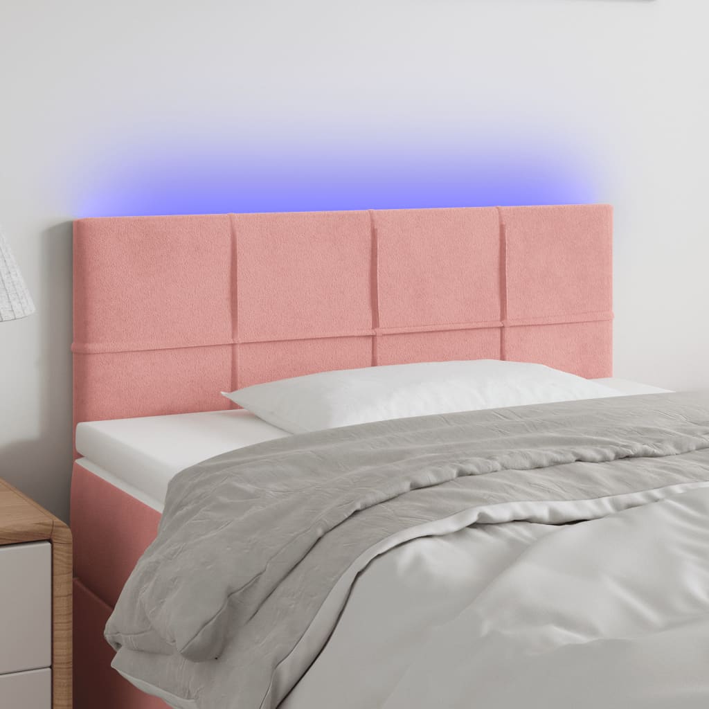 vidaXL LED uzglavlje ružičasto 100x5x78/88 cm baršunasto - cover