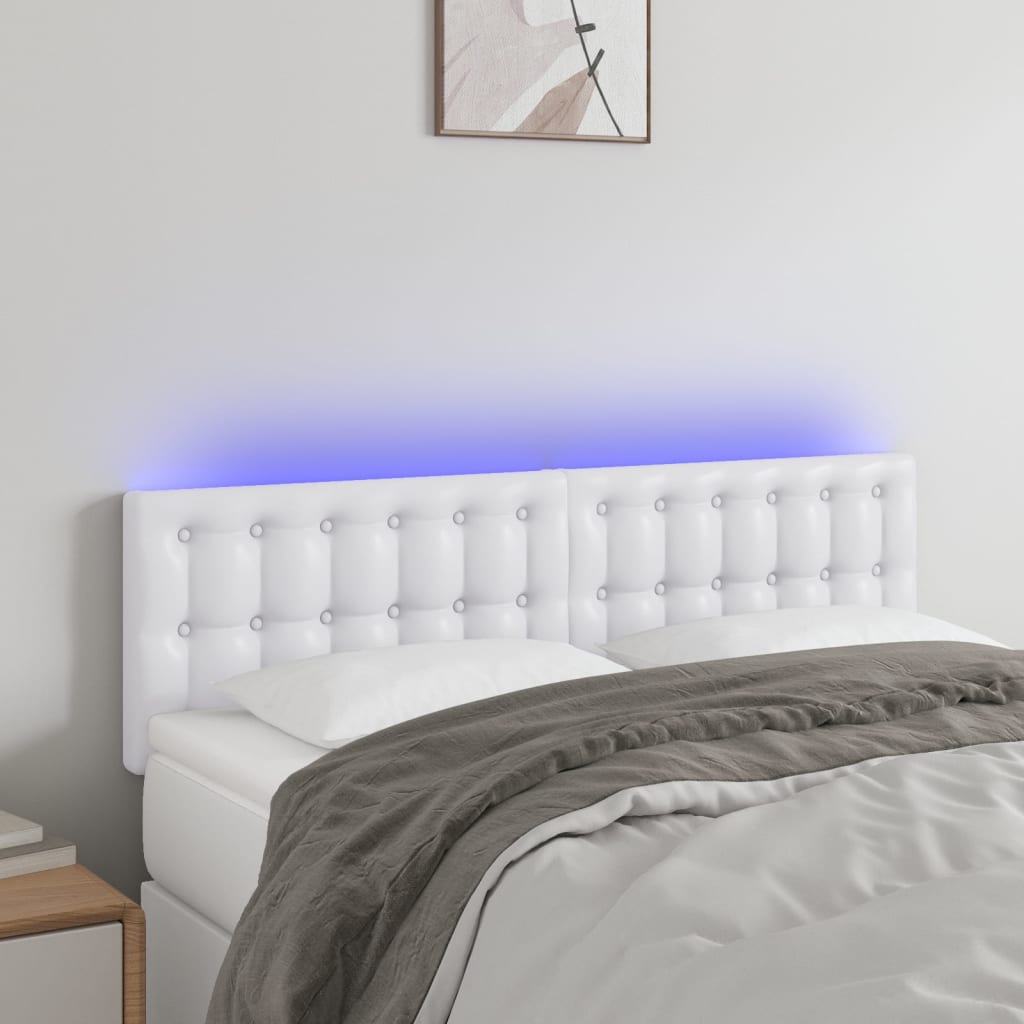 vidaXL LED uzglavlje bijelo 144 x 5 x 78/88 cm od umjetne kože - cover