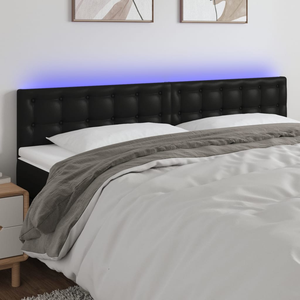 vidaXL LED uzglavlje crno 160 x 5 x 78/88 cm od umjetne kože - cover