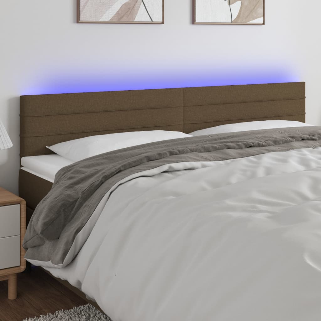 vidaXL LED uzglavlje tamnosmeđe 180x5x78/88 cm od tkanine - cover