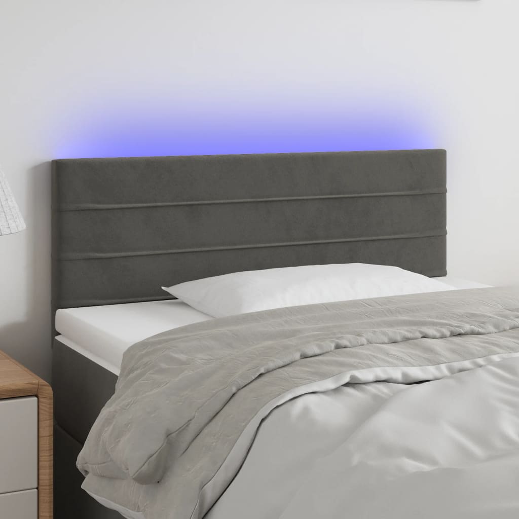 vidaXL LED uzglavlje tamnosivo 80 x 5 x 78/88 cm baršunasto - cover