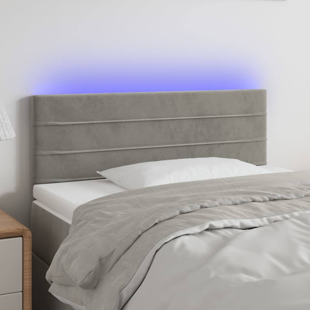 vidaXL LED uzglavlje svjetlosivo 90x5x78/88 cm baršunasto - cover