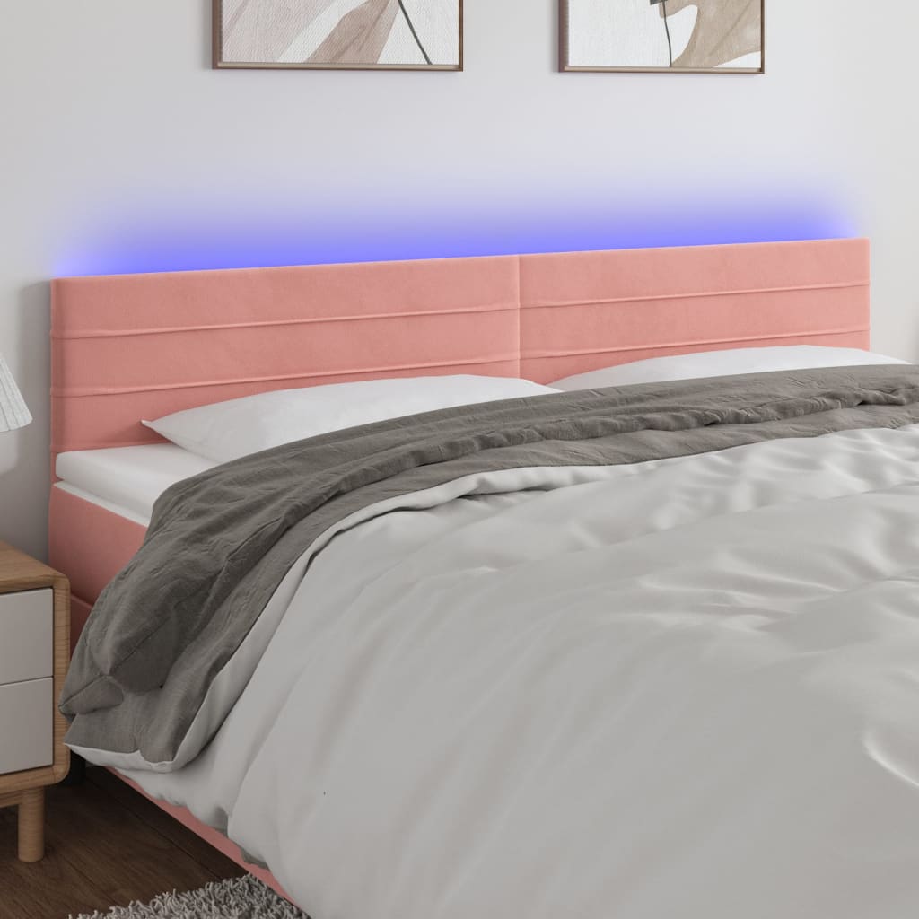 vidaXL LED uzglavlje ružičasto 160x5x78/88 cm baršunasto - cover