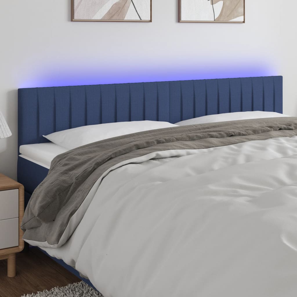 vidaXL LED uzglavlje plavo 180x5x78/88 cm od tkanine - cover
