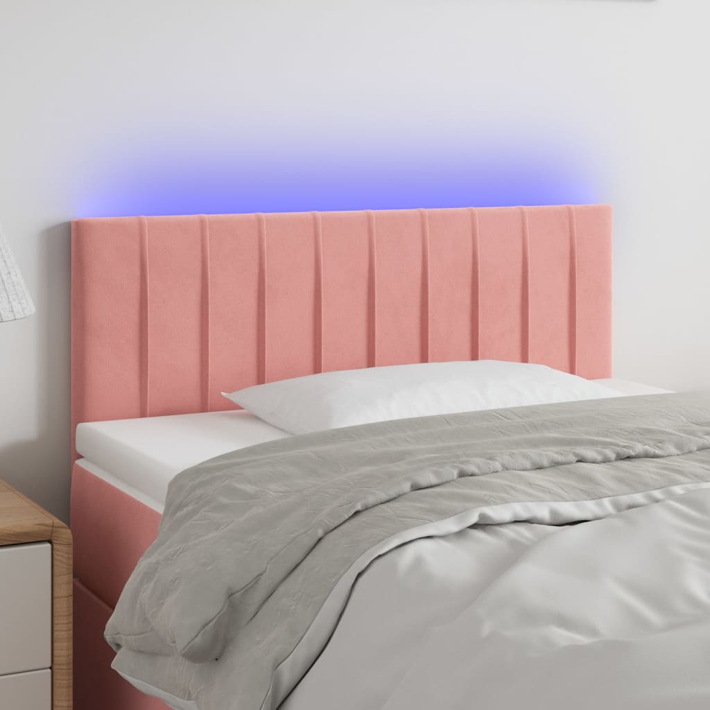 vidaXL LED uzglavlje ružičasto 80 x 5 x 78/88 cm baršunasto - cover