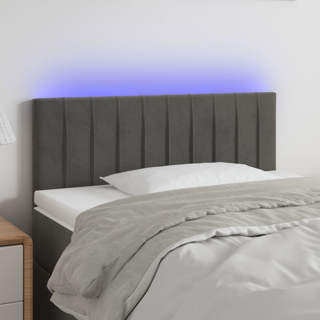 vidaXL LED uzglavlje tamnosivo 90x5x78/88 cm baršunasto - cover