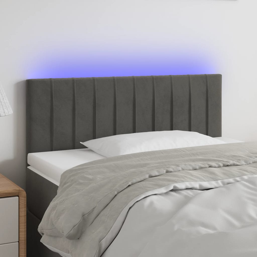 vidaXL LED uzglavlje tamnosivo 100x5x78/88 cm baršunasto - cover