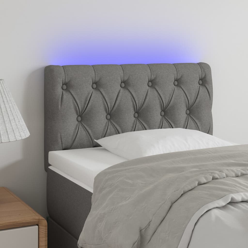 vidaXL LED uzglavlje tamnosivo 80 x 7 x 78/88 cm od tkanine - cover