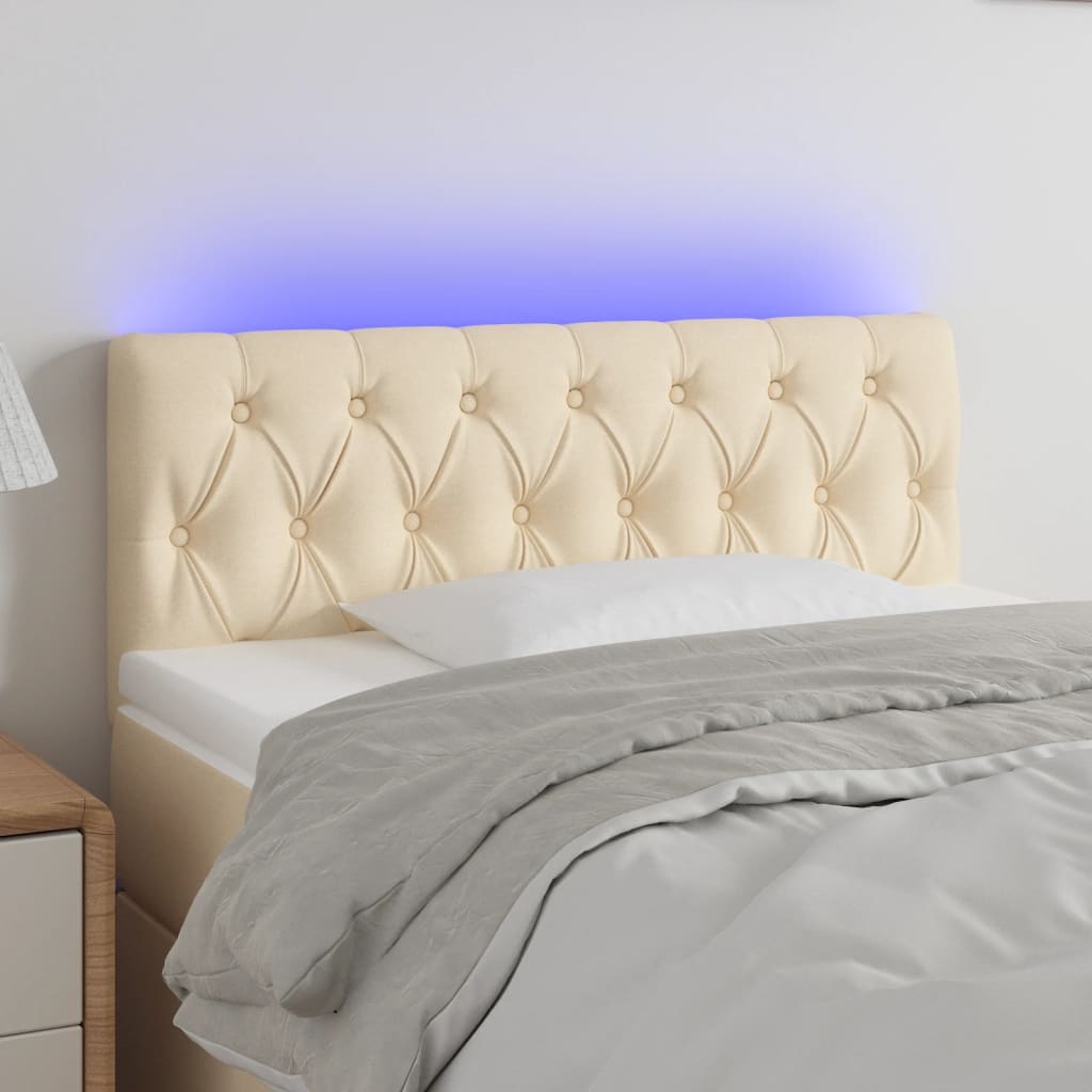 vidaXL LED uzglavlje krem 90 x 7 x 78/88 cm od tkanine - cover
