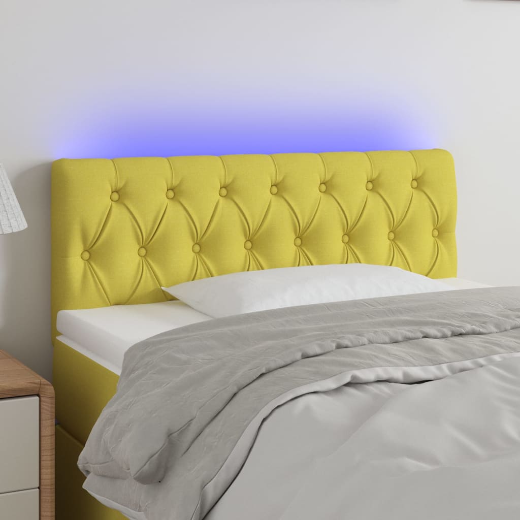 vidaXL LED uzglavlje zeleno 90 x 7 x 78/88 cm od tkanine - cover